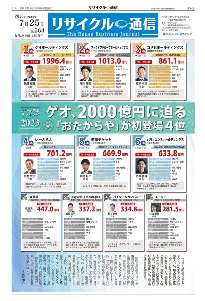 リユース経済新聞 2023年07月25日発売号 表紙