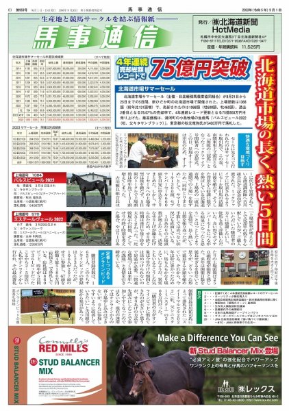 馬事通信 2023年9/1号 (発売日2023年09月02日) 表紙
