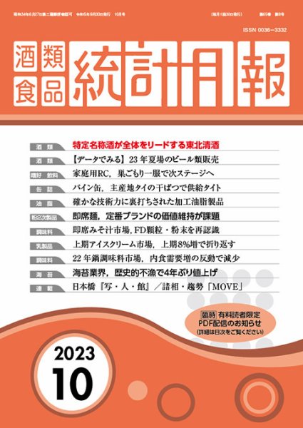 酒類食品統計月報 2023年10月号 (発売日2023年09月30日) 表紙