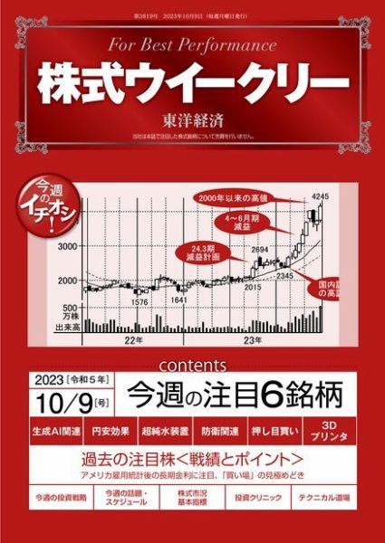 株式ウイークリー 2023年10月09日発売号 表紙