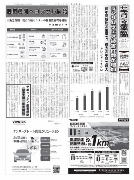 セキュリティ産業新聞 2023年09月13日発売号 表紙