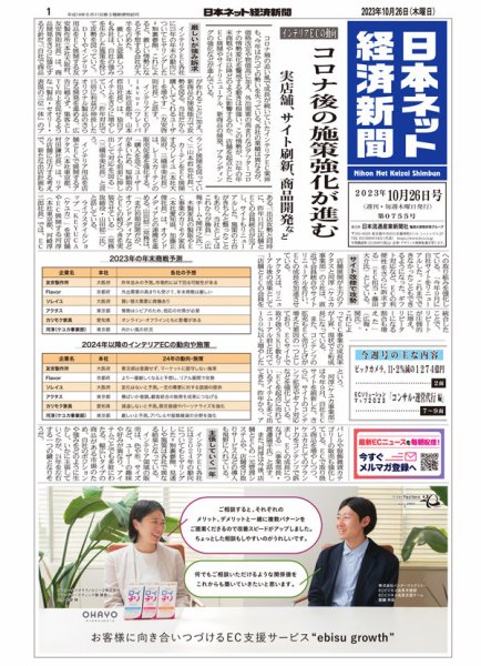 日本ネット経済新聞 0755 (発売日2023年10月26日) 表紙