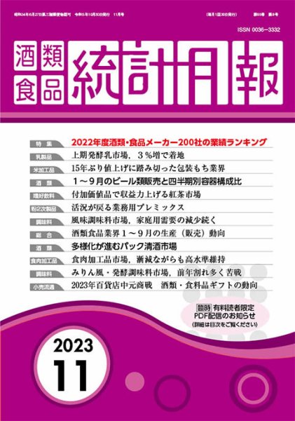 酒類食品統計月報 2023年11月号 (発売日2023年10月31日) 表紙