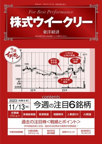 株式ウイークリー 2023年11月13日発売号 表紙