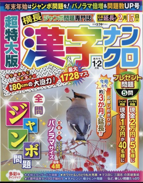 超特大版漢字ナンクロ 2024年1月号 (発売日2023年11月16日) 表紙