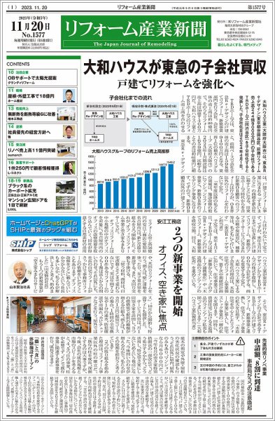 リフォーム産業新聞 23/11/20発行号 (発売日2023年11月20日) 表紙