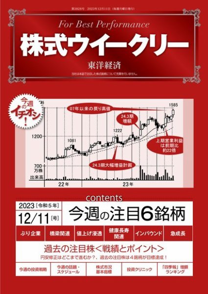 株式ウイークリー 2023年12月11日発売号 表紙