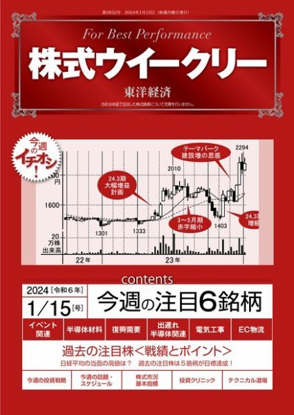 株式ウイークリー 2024年01月15日発売号 表紙