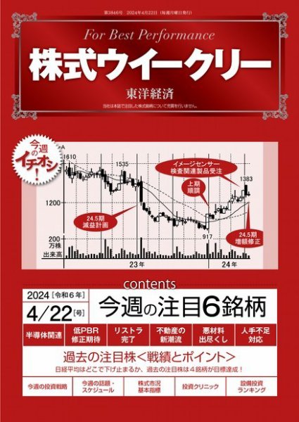 株式ウイークリー 2024/4/22号 (発売日2024年04月22日) 表紙
