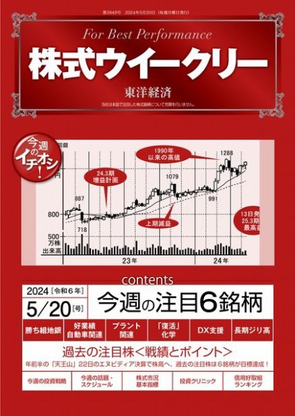 株式ウイークリー 2024/5/20号 (発売日2024年05月20日) 表紙