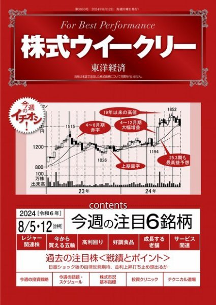 株式ウイークリー 2024/8/5・12合併号 (発売日2024年08月05日) 表紙