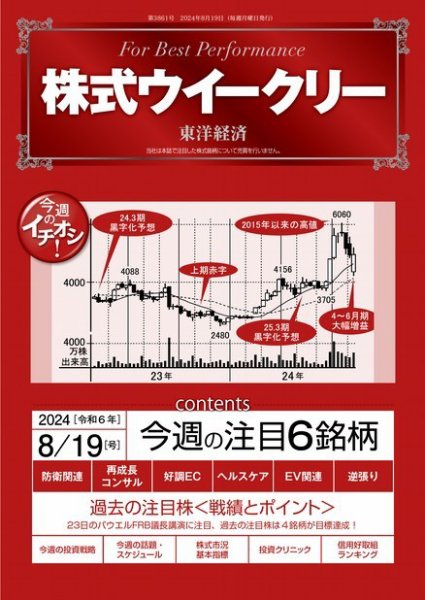 株式ウイークリー 2024/8/19号 (発売日2024年08月19日) 表紙
