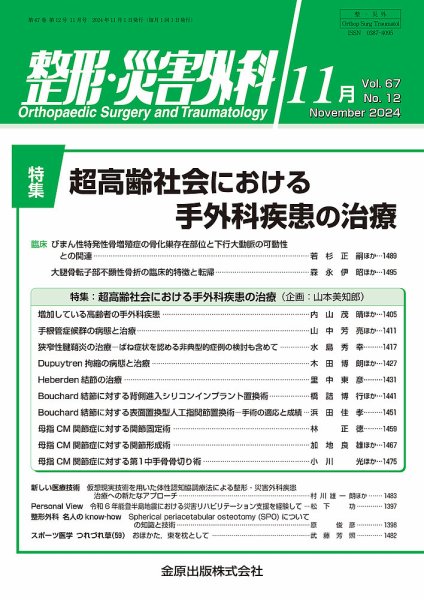 整形・災害外科 2024年11月号 (発売日2024年11月05日) 表紙