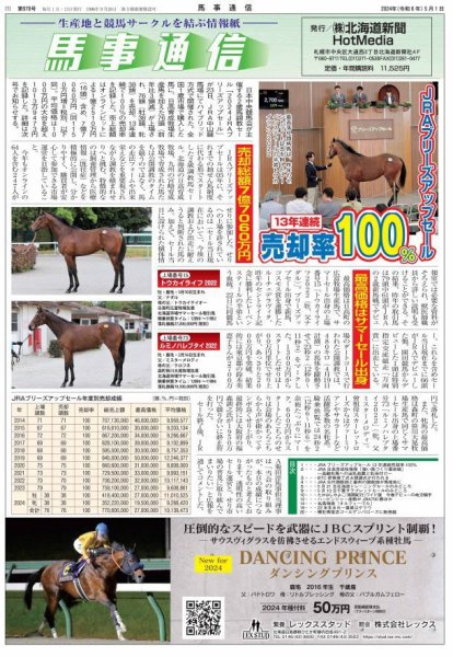 馬事通信 2024年5/1号 (発売日2024年04月27日) 表紙