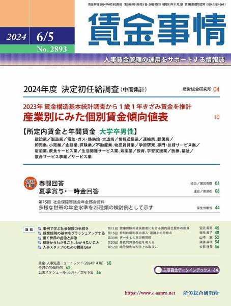 賃金事情 2024.06.05号 (発売日2024年06月05日) 表紙