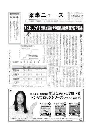 薬事ニュース 2008/12/12 (発売日2008年12月12日) 表紙