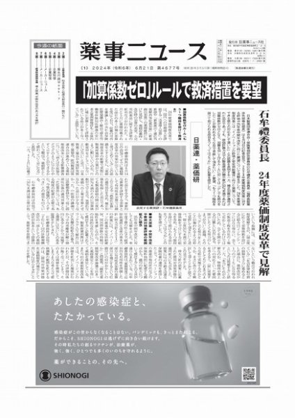 薬事ニュース 2024/06/21 (発売日2024年06月21日) 表紙