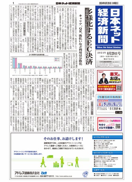 日本ネット経済新聞 0793 (発売日2024年08月29日) 表紙