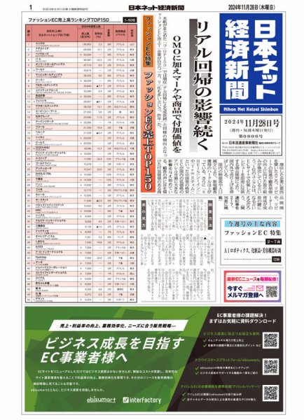 日本ネット経済新聞 0806 (発売日2024年11月28日) 表紙