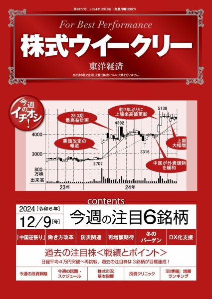 株式ウイークリー 2024/12/9号 (発売日2024年12月09日) 表紙