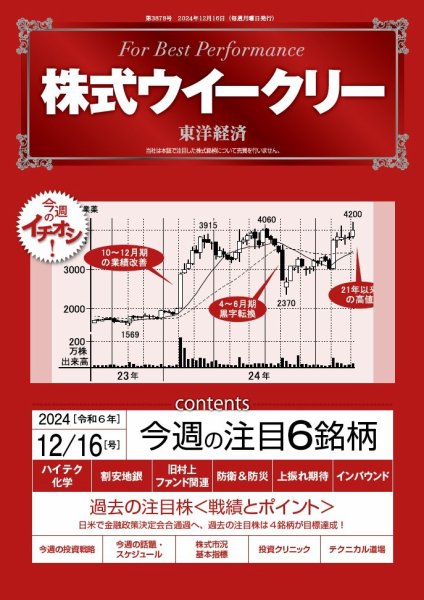 株式ウイークリー 2024/12/16号 (発売日2024年12月16日) 表紙