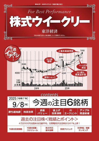 株式ウイークリー 2025年9/8号 (発売日2025年09月08日) 表紙