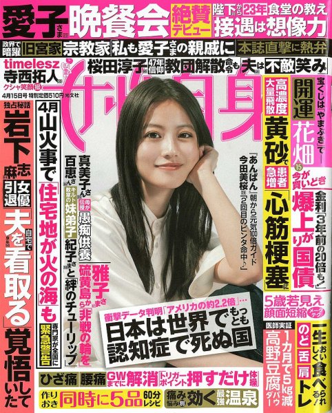 週刊女性自身 2025年4/15号 (発売日2025年04月01日) 表紙