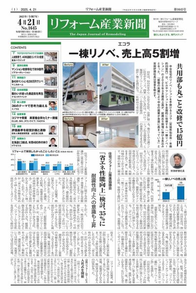 リフォーム産業新聞 25/04/21発行号 (発売日2025年04月21日) 表紙