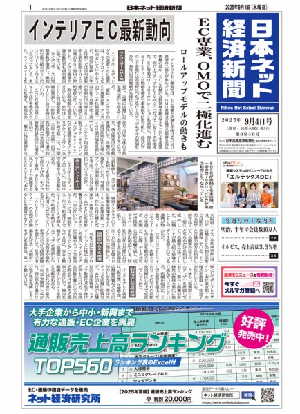 日本ネット経済新聞 0840 (発売日2025年09月04日) 表紙