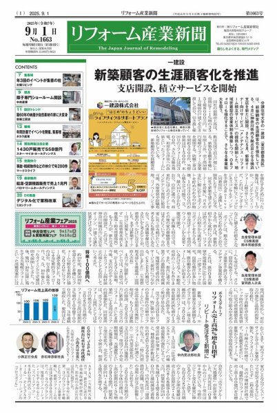 リフォーム産業新聞 25/09/01発行号 (発売日2025年09月01日) 表紙