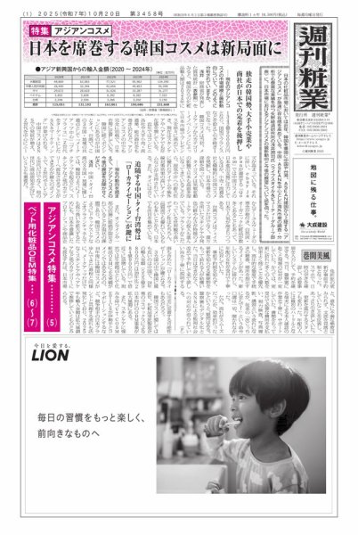 週刊粧業 2025年10月20日発売号 表紙
