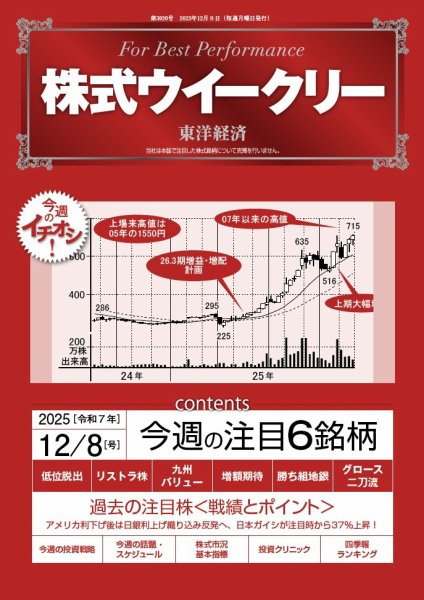 株式ウイークリー 2025年12/8号 (発売日2025年12月08日) 表紙