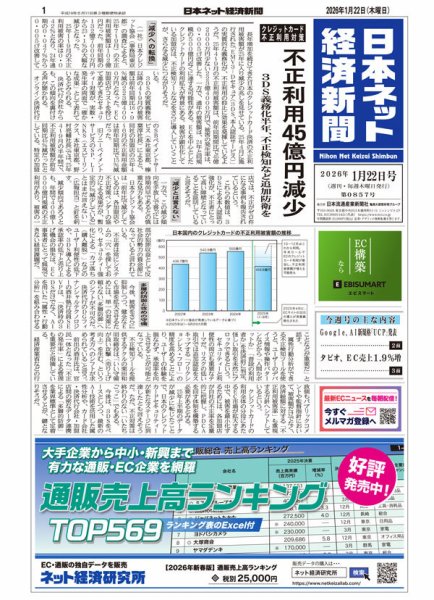日本ネット経済新聞 0857 (発売日2026年01月22日) 表紙