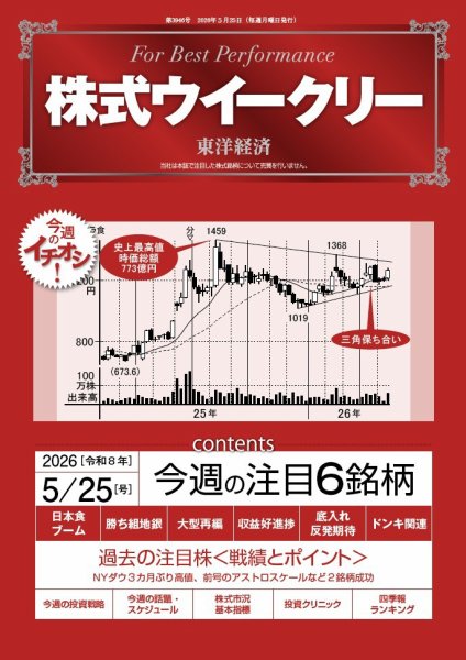 株式ウイークリー 2026年5/25号 (発売日2026年05月25日) 表紙