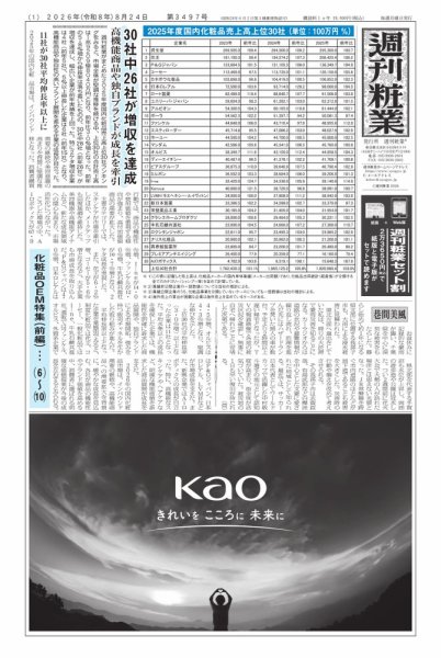 週刊粧業 2026年08月24日発売号 表紙