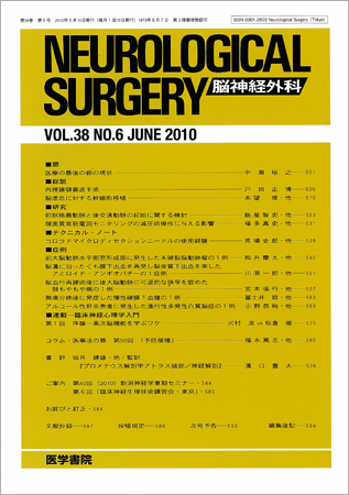 脳神経外科 Vol.38 No.6 (発売日2010年06月10日) | 雑誌/定期購読の