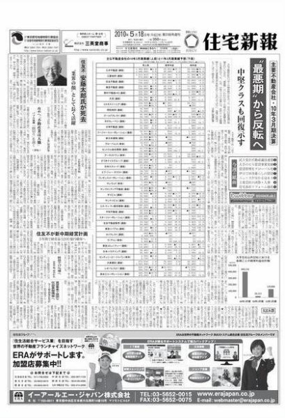 住宅新報 5/18号 (発売日2010年05月18日) 表紙