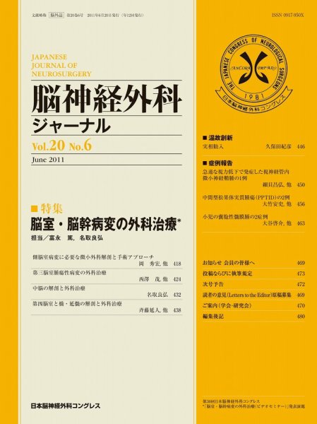 脳神経外科ジャーナル 20巻6号 (発売日2011年05月20日) 表紙
