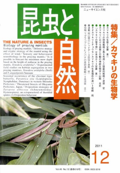 昆虫と自然 12月号 (発売日2011年11月21日) 表紙