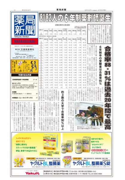 薬局新聞 2012年04月11日発売号 表紙