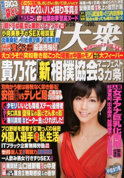 週刊大衆 7/29号 (発売日2013年07月13日) 表紙