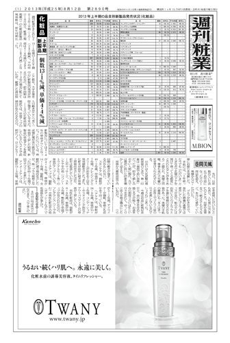 週刊粧業 第2890号 (発売日2013年08月12日) 表紙